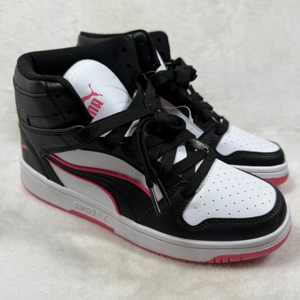 Puma Rebound V6 Womens 8.5 High Top Sneakers Black White Pink 403462-02